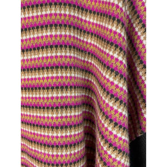 Trina Turk Brown Cream Pink Wool Striped Dolman Sleeve Turtleneck Sweater - Picture 4 of 7